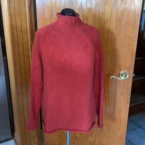 LL Bean Women's Cotton Ragg Sweater Funnelneck Turtleneck Pullover XL